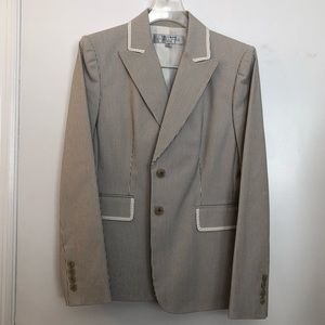 TAHARI womens grey seersucker 2 pc pant suit set